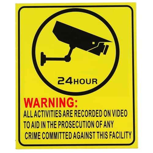 Pack of 1 | Smeeps 24-Hour Surveillance Warning Sticker – 23.4 x 15.8 cm | Crime Deterrent Sign | Waterproof Vinyl CCTV Notice for Security Monitoring
