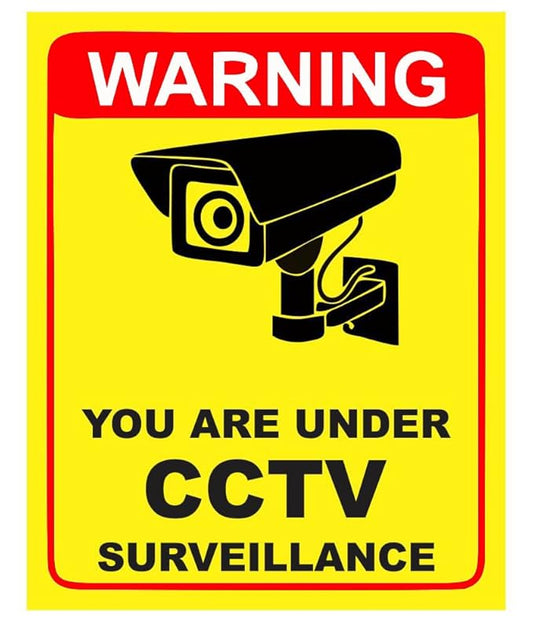Pack of 1 | Smeeps CCTV Warning Sticker – 23.4 x 15.8 cm Large Yellow Surveillance Sign | Waterproof Vinyl for Home, Office, and Shop Security
