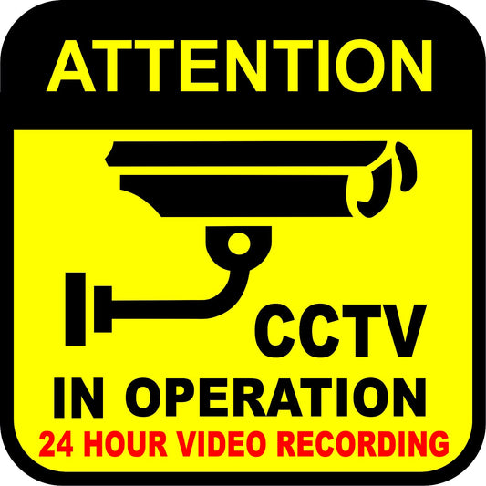 Pack of 1 | Smeeps CCTV in Operation Sticker – 23.4 x 15.8 cm | 24 Hour Video Recording Warning Sign | Bold Yellow & Black Waterproof Security Sticker for Home, Shop & Office