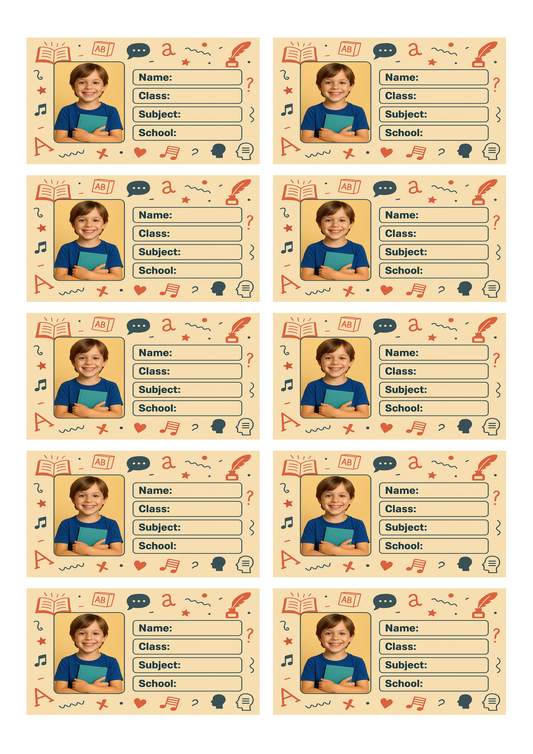 Smeeps Personalized School Book Label – Custom Photo Name Sticker for Kids | 3.5 x 2 Inch Notebook Labels | Pack of 10