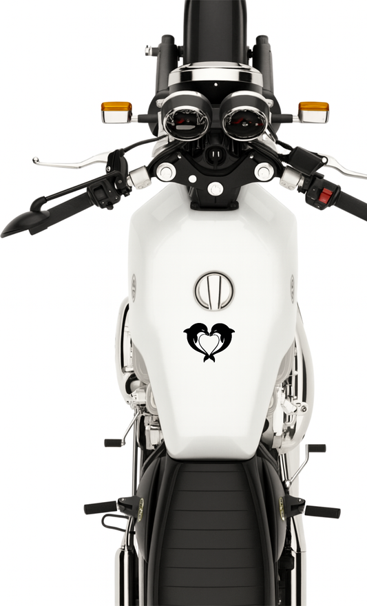 Smeeps Dolphin Couple Heart Sticker – 6.86 x 8.89 cm Car & Bike Vinyl Decal | Romantic Dolphin Love Design | Waterproof & Durable