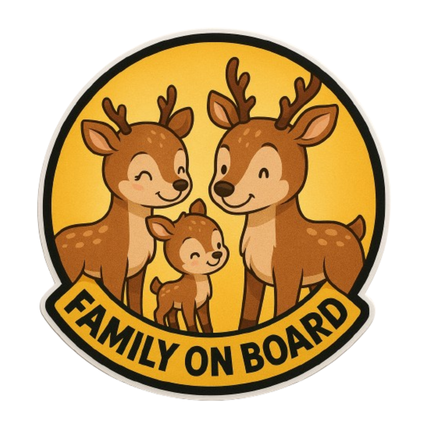 Smeeps “Family On Board” Car Sticker – Cute Deer Family Design – 13.97 x 13.97 cm | Animal Car Safety Sign for Kids & Parents
