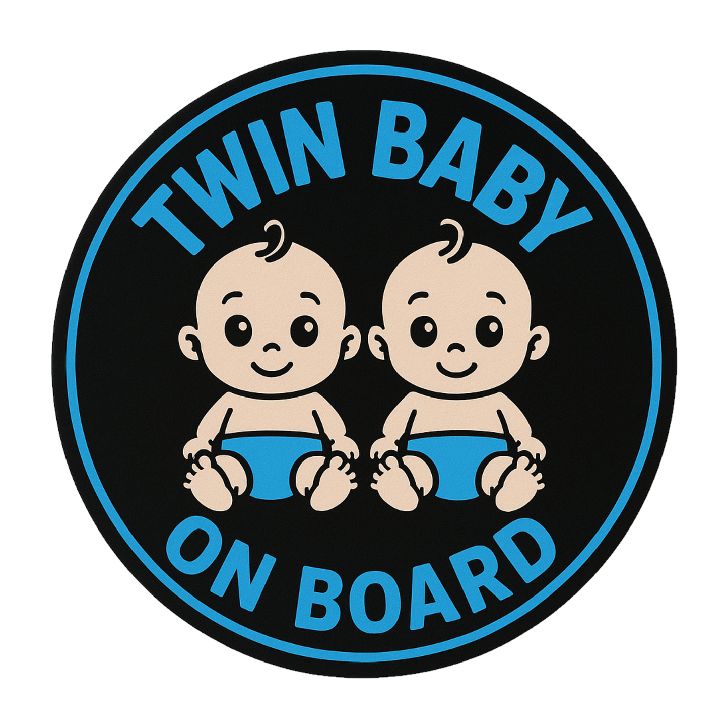 Smeeps Twin Baby on Board Sticker – 13.97 x 13.97 cm | Cute Cartoon Style Twins in Blue | Car Safety Sign for Boys
