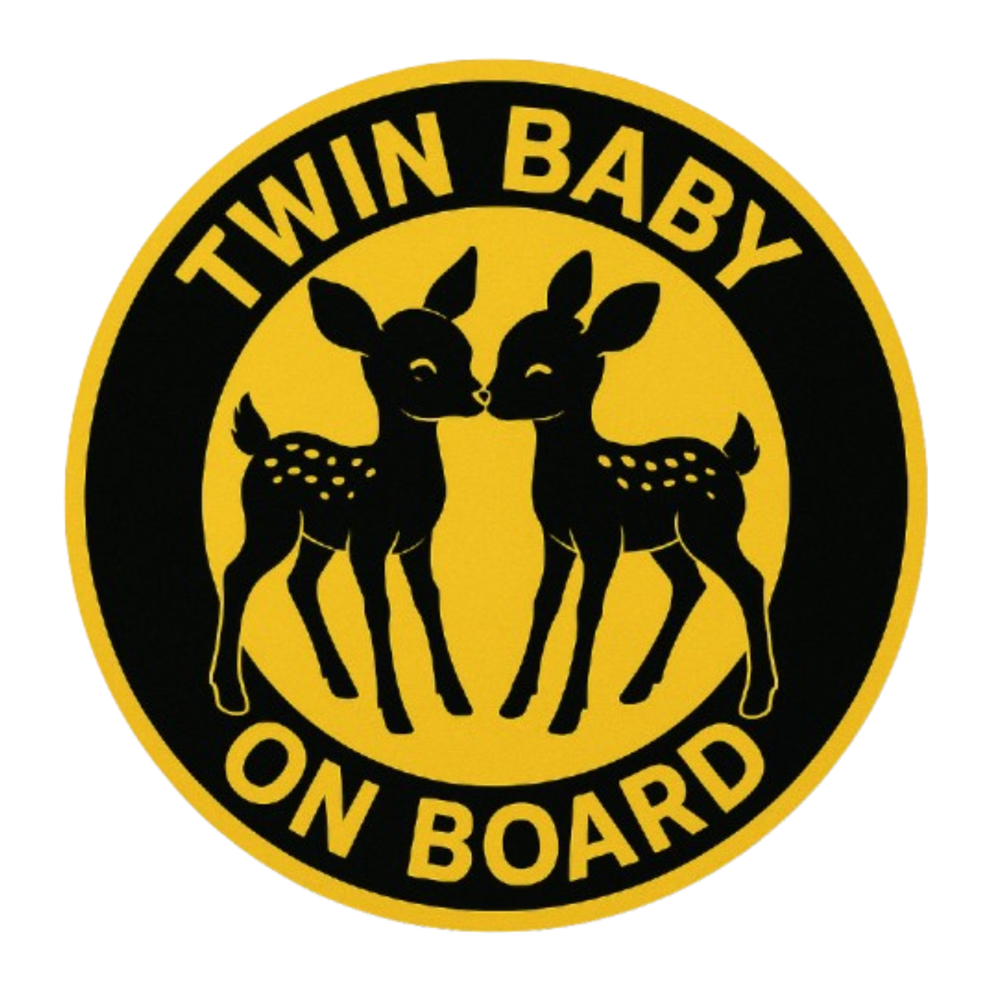 Smeeps Twin Baby on Board Sticker – 13.97 x 13.97 cm | Cute Twin Deer Design | Yellow & Black Wildlife Theme for Car Windows