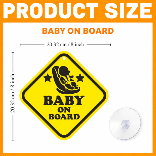 Smeeps Baby On Board Hanging Sign – 20.32 × 20.32 cm (8 × 8 Inch) Waterproof Baby Car Seat Safety Hanging Board with Suction Cup | Infant Safety Vehicle Warning Sign