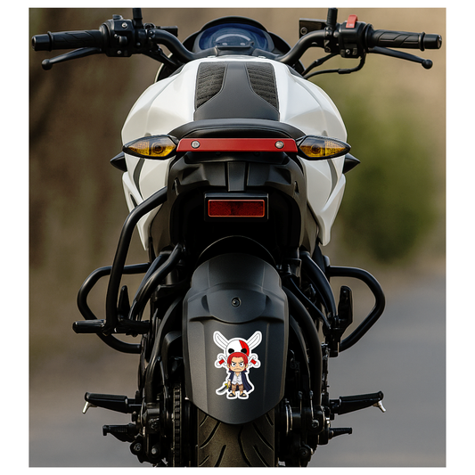 Smeeps Red-Haired Shanks Sticker – 10.42 x 7.62 cm Car & Bike Vinyl Decal | Chibi Pirate Captain Design | Waterproof & UV Resistant