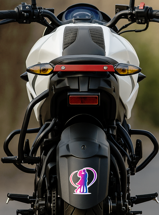 Smeeps Romantic Couple Love Car & Bike Sticker – 10.16 × 10.16 cm (4 × 4 Inch) Hugging Couple Vinyl Decal | Waterproof UV Resistant Wash Proof Durable