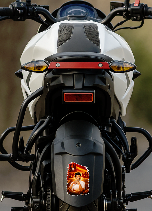 Thalapathy Vijay “CM of 2026” Die-Cut Sticker – 11.43 × 7.62 cm (4.5 × 3 Inch) Waterproof UV Resistant Vinyl Car & Bike Sticker for Car, Helmet, Laptop & Rear Glass | Premium Tamil Political Fan Art Decal Pack of 1