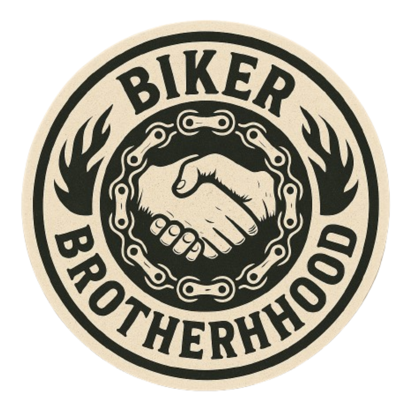 Smeeps Biker Brotherhood Sticker – 10.16 x 10.16 cm | Vinyl Bike Tank Decal (Vintage Chain & Grip Design)