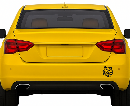 Smeeps Tiger Head Sticker – 8.89 x 7.62 cm Car & Bike Vinyl Decal | Bold Wildcat Design | Waterproof & Durable Black Graphic