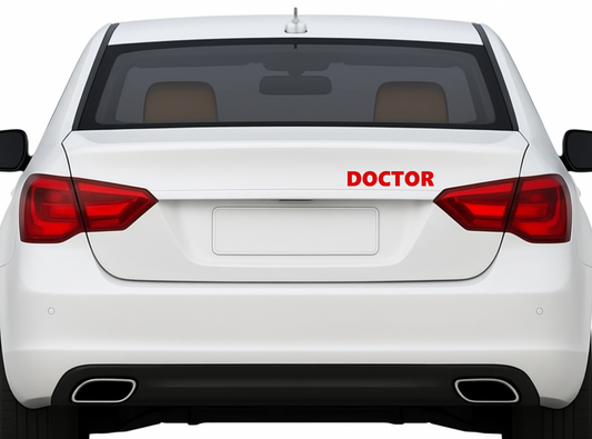 Smeeps DOCTOR Text Sticker – 17.5 x 3 cm Bold Red Vinyl Decal | Car and Bike| Waterproof & UV-Resistant Design