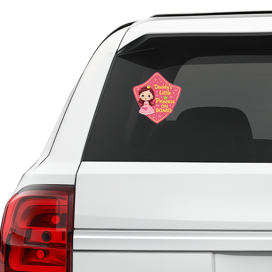 Smeeps Daddy’s Little Princess On Board Car Sticker – 14 × 13 cm (5.5 × 5.1 Inch) Cute Baby Girl Safety Vinyl Decal for Car | Waterproof UV Resistant Washable
