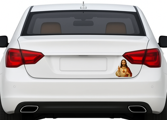 Smeeps Jesus Sacred Heart Sticker – 9.40 x 10.16 cm Car & Bike Vinyl Decal | Christian Blessing Sticker | Waterproof & UV-Resistant