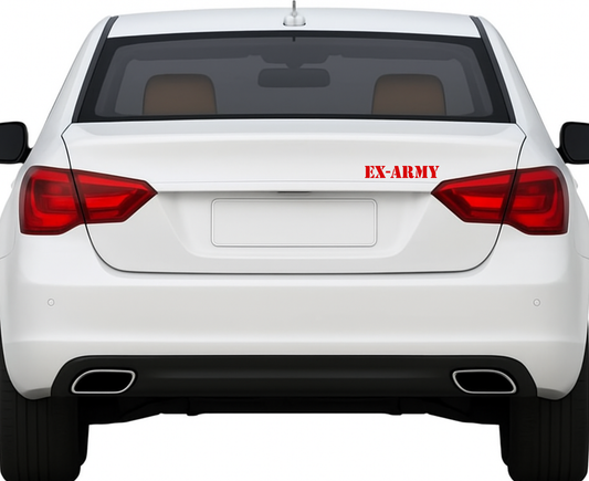 Smeeps EX-ARMY Sticker – 18.27 cm Car Rear Glass Vinyl Decal | Bold Red Military Veteran Badge | Waterproof & UV-Resistant