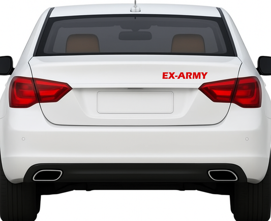 Smeeps EX-ARMY Car Rear Glass Sticker – 3 x 21.23 cm Bold Red Military Veteran Decal | Waterproof & UV Resistant Vinyl