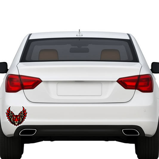 Smeeps Winged Tiger Sticker – 13.97 x 14.74 cm Car & Bike Vinyl Decal | Majestic Red Tiger Head with Wings | Waterproof & Durable Design