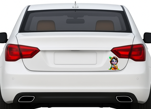 Smeeps Baby Krishna Sticker – 10.16 x 8.89 cm Cute Bal Krishna with Makhan Pot | Car, Bike, Laptop Vinyl Decal | Waterproof & UV-Resistant