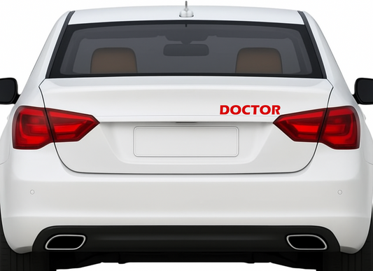Smeeps DOCTOR Text Sticker – 19.4 x 3 cm Bold Red Vinyl Decal | Car and Bike | Waterproof & UV-Resistant Design