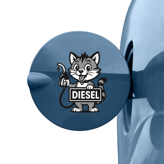 Smeeps Diesel Cat Sticker – 9 x 7.7 cm Cute Cartoon Fuel Nozzle Car & Bike Vinyl Decal | Waterproof | Clear Diesel Identification