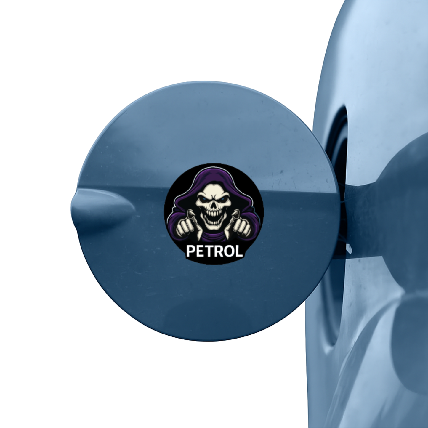Smeeps Petrol Skull Sticker – 7.8 x 7.8 cm Round Car Decal with Grim Reaper Design | Bold Black & Purple Look | For Automotive Use Only