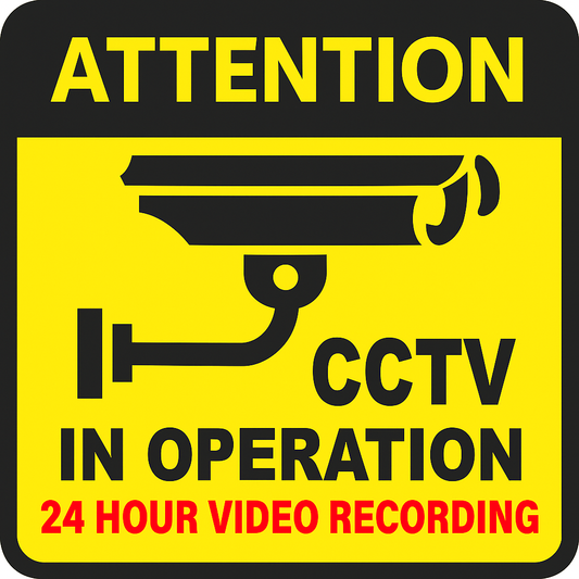 Pack of 1 | Smeeps CCTV in Operation Sticker – 23.4 x 15.8 cm | Attention Security Sign with Camera Icon | Waterproof Vinyl | 24 Hour Video Recording Warning for Homes, Offices & Shops