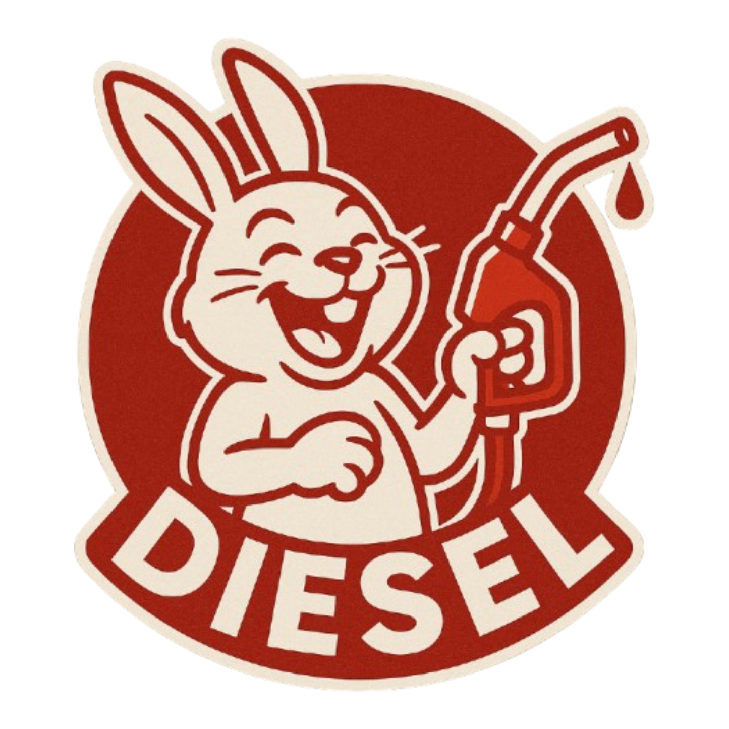 Smeeps Laughing Diesel Bunny Sticker – 8.4 x 7.8 cm Fuel-Themed Car Decal with Fun Cartoon Rabbit & Nozzle Design | Waterproof Vinyl for Cars Only