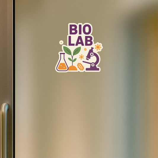Smeeps Bio Lab Sticker – 10.16 x 9.66 cm Science & Microscopy Vinyl Decal | Purple Theme Biology Design | Waterproof & Durable