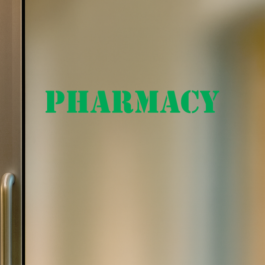 Smeeps PHARMACY Sticker – 22.8 x 3 cm Green Text Decal | Shop Front & Medical Store Label | Waterproof & UV-Resistant Vinyl