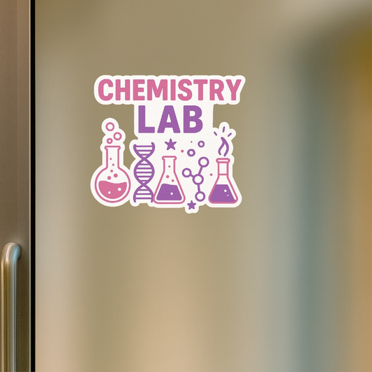 Smeeps Chemistry Lab Sticker – 10.16 x 11.18 cm Pink & Purple Science Theme Vinyl Decal | Beakers, DNA & Molecule Design | Waterproof & UV-Resistant