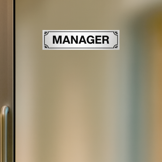 Smeeps Manager Office Name Plate Sticker – 14.74 × 3.81 cm (5.8 × 1.5 Inch) Professional Door Cabin Vinyl Label | Waterproof UV Resistant Wash Proof Durable
