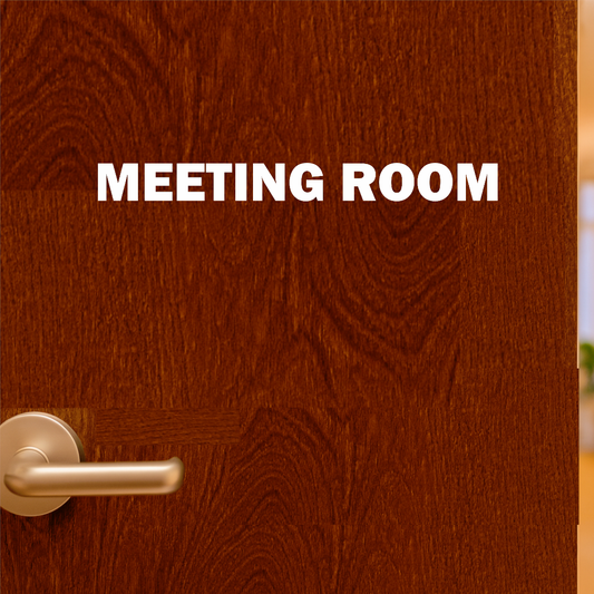 Smeeps Meeting Room Door Sticker – 16 x 1.5 cm White Text Office Label | Waterproof, Wash-Proof & Durable Vinyl Signage