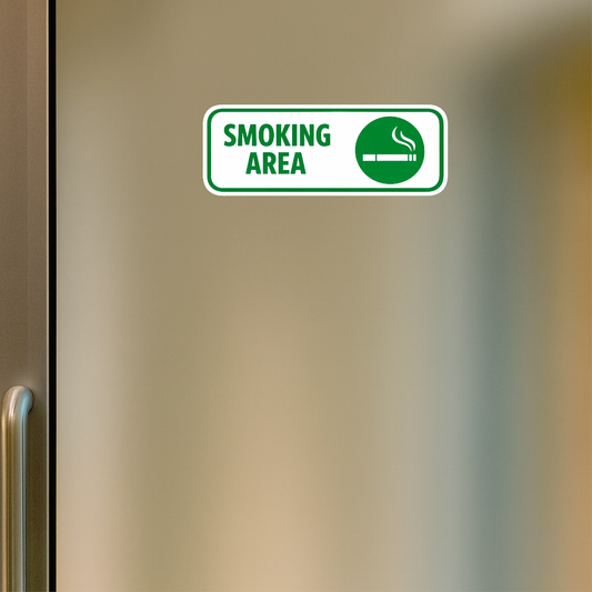 Smeeps Smoking Area Sign Sticker – 15.24 × 5.6 cm (6 × 2.2 Inch) Waterproof Vinyl Safety Signage | UV Resistant Washproof Door & Wall Sticker | Office Café Hotel Smoking Zone Sign | Pack of 1