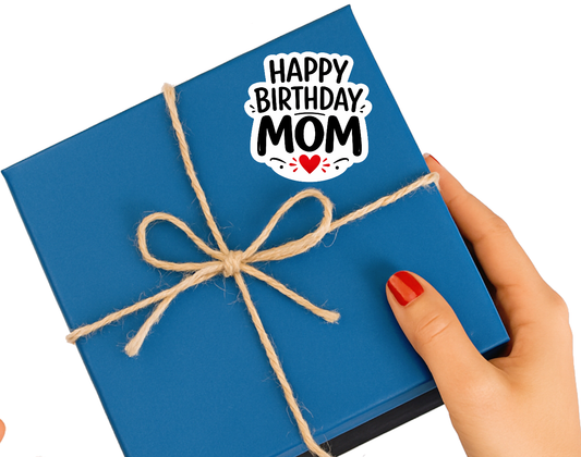 Smeeps Happy Birthday Mom Sticker – 10.16 × 9.91 cm (4 × 3.9 Inch) Waterproof Vinyl Die-Cut Birthday Sticker for Mother Gift Decoration, Scrapbook, Greeting Cards & Birthday Return Gifts | Pack of 1