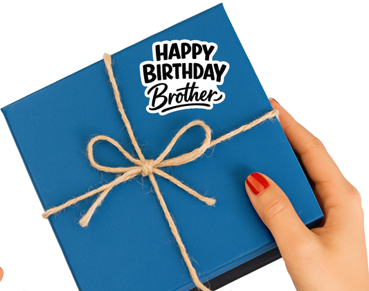 Smeeps Happy Birthday Brother Sticker – 10.16 × 8.39 cm (4 × 3.3 Inch) Waterproof Vinyl Die-Cut Birthday Sticker for Gift Box, Return Gifts, Brother Birthday Decoration & Scrapbook | Pack of 1