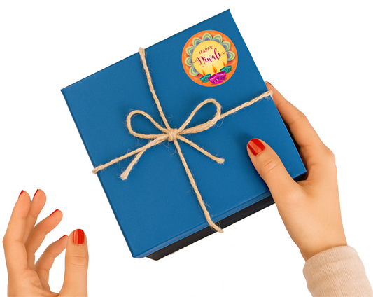 Smeeps Happy Diwali Sticker – 7.62 x 7.62 cm Colorful Rangoli & Diya Round Festive Decal | Waterproof & UV-Resistant Vinyl for Gifting & Decoration