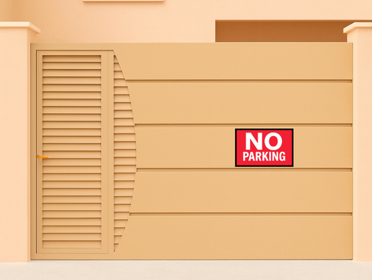 Smeeps NO PARKING Sticker – 20.32 x 13.3 cm Bold Red Caution Sign | Waterproof & UV-Resistant Vinyl for Gates, Walls & Shops