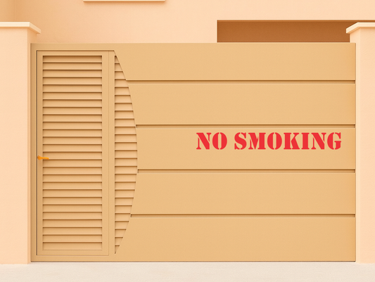 Smeeps NO SMOKING Sticker – 25.6 x 3 cm Bold Red Safety Warning Decal | Waterproof & UV-Resistant Vinyl for Gates, Walls, Offices & Parking Areas