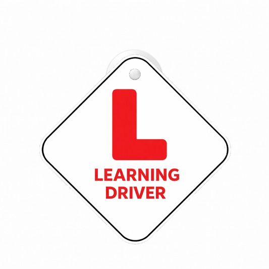 Smeeps Learning Driver Hanging L Board – 20.32 × 20.32 cm (8 × 8 Inch) Car Hanging Sign with Suction Cup | Waterproof Learning Driver Board for Cars | Reusable Driving Practice Sign