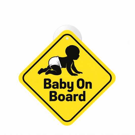 Smeeps Baby On Board Hanging Sign – 20.32 × 20.32 cm (8 × 8 Inch) Waterproof Baby Safety Car Hanging Board with Suction Cup | Infant Warning Vehicle Sign