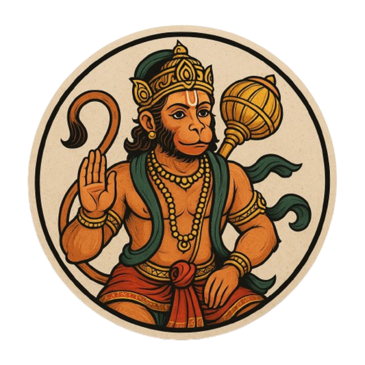 Hanuman Ji Blessing Pose Sticker – 7.62 x 7.62 cm | Spiritual Car & Bike Decal | Divine Energy On the Move