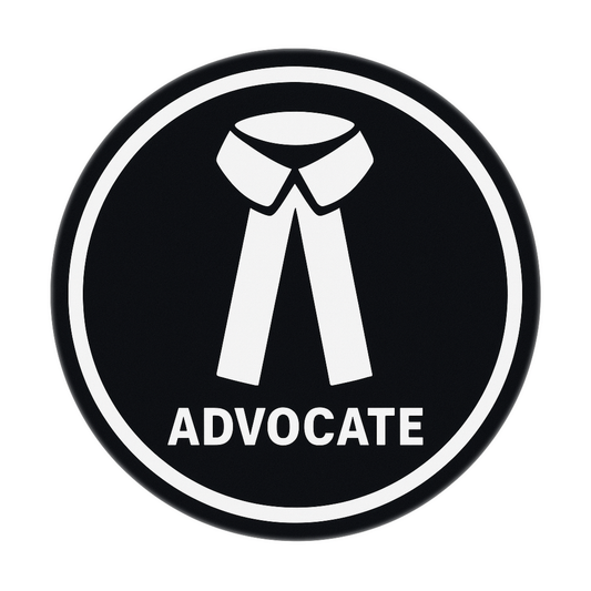 Pack of 2 | Smeeps Advocate Symbol Vinyl Sticker – 15.24 cm Round Black & White Lawyer Decal | Legal Professional Identity Tag for Car, Office, Laptop | Waterproof & UV-Resistant
