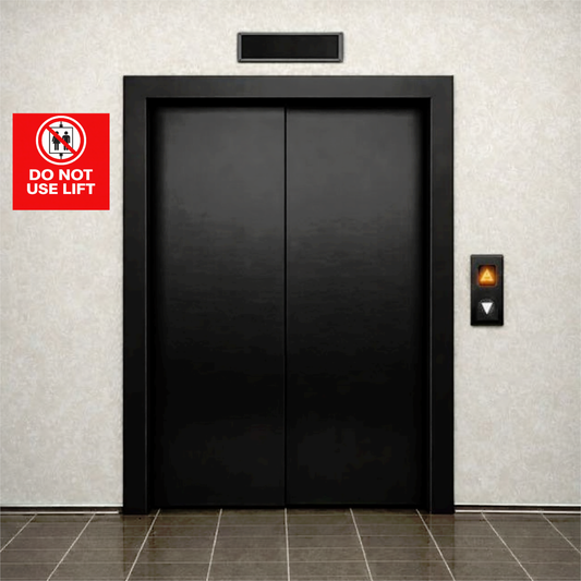Smeeps Do Not Use Lift Sticker – 12.7 × 12.7 cm (5 × 5 Inch) Premium Vinyl Decal | Elevator Prohibition Safety Sign | Waterproof UV Resistant Wash Proof | Pack of 1