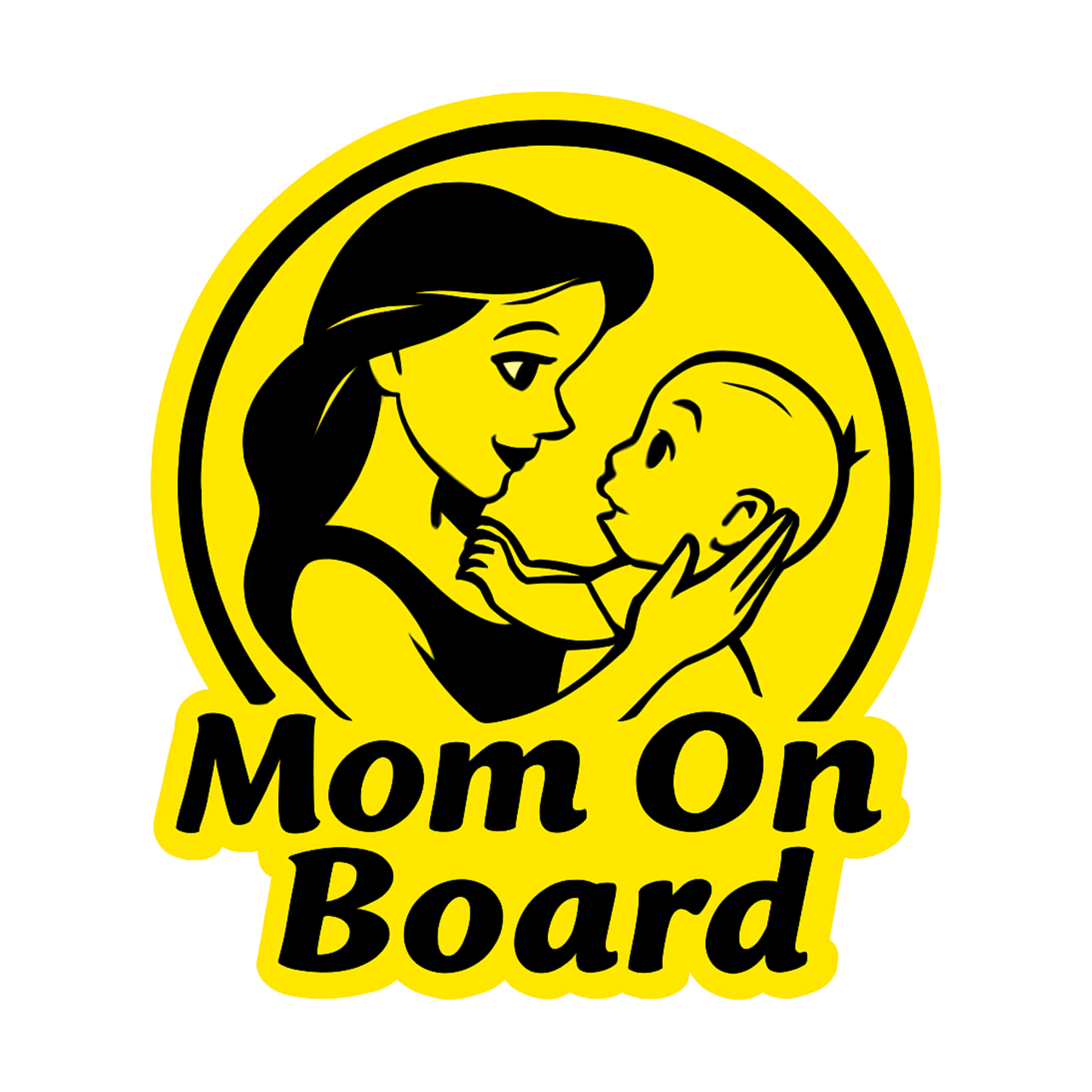 Smeeps Mom on Board Car Sticker – 14 x 12.7 cm Yellow & Black Safety Alert Decal for Cars