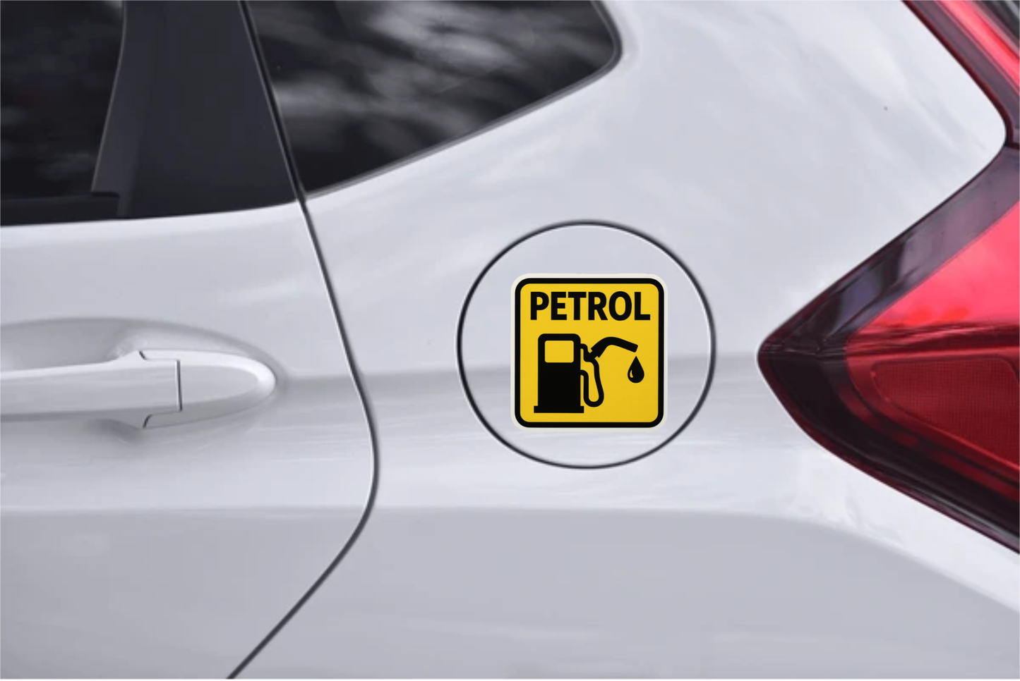 Yellow Petrol Fuel Pump Sticker – 13 x 13 cm | Bold High-Visibility Design | Waterproof Vinyl for Cars