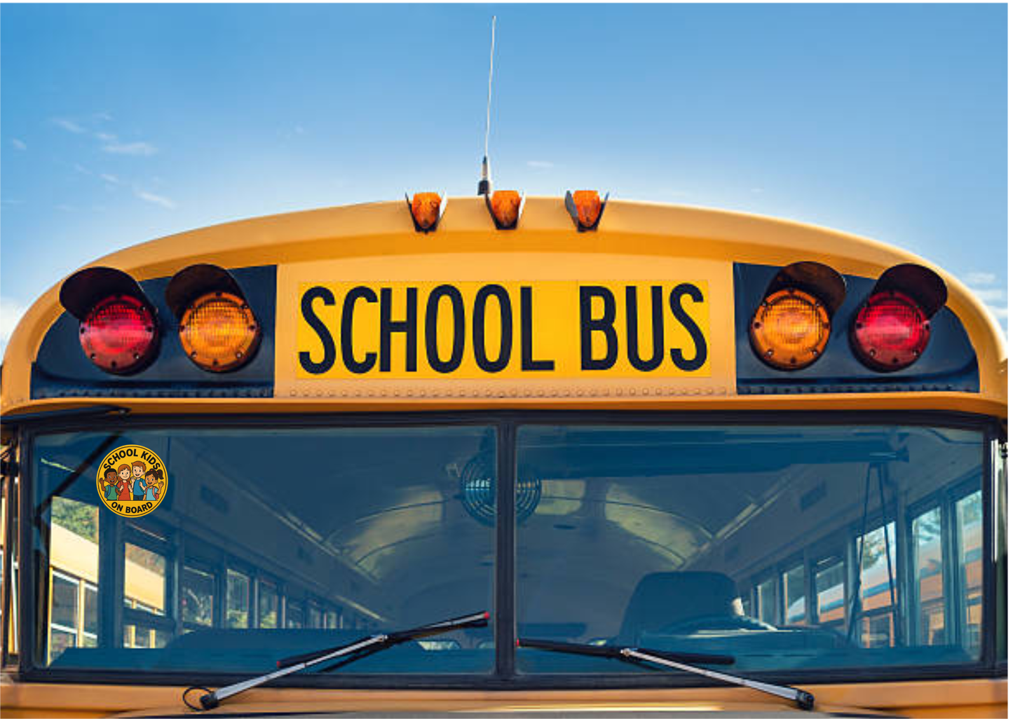 Smeeps School Kids on Board Sticker – 13.97 x 13.97 cm | Vibrant Round Safety Sign with Happy Children for School Buses