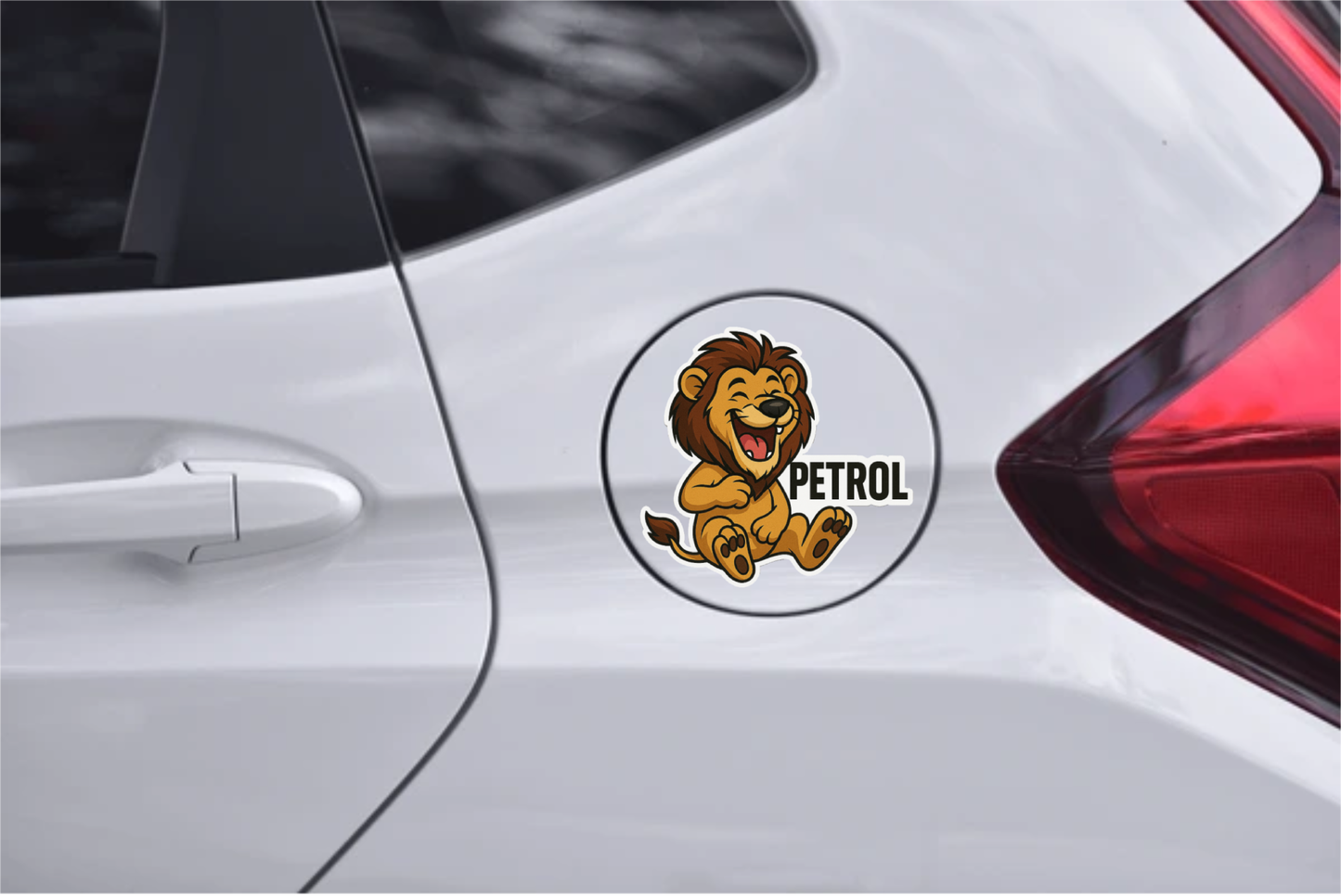 Laughing Lion Petrol Sticker – 10.16 x 12.7 cm | Bold Design for Cars | Waterproof & Durable