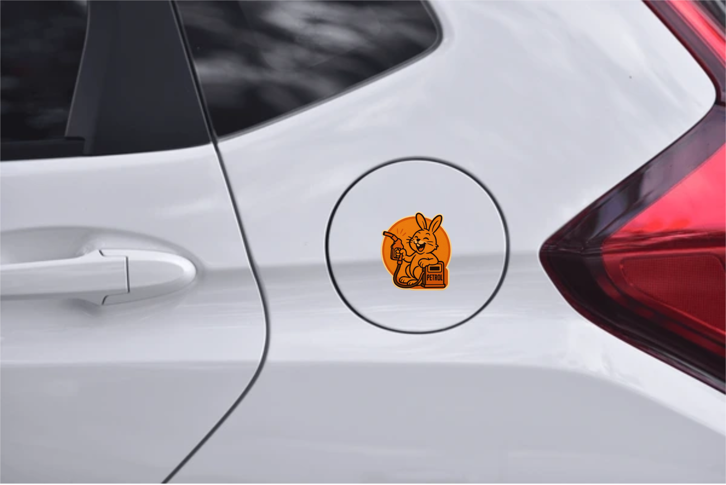 Smeeps Laughing Petrol Bunny Sticker – 8.2 x 7.8 cm Fun Cartoon Fuel Pump Design for Cars | Waterproof Vinyl Sticker for Petrol Vehicles Only