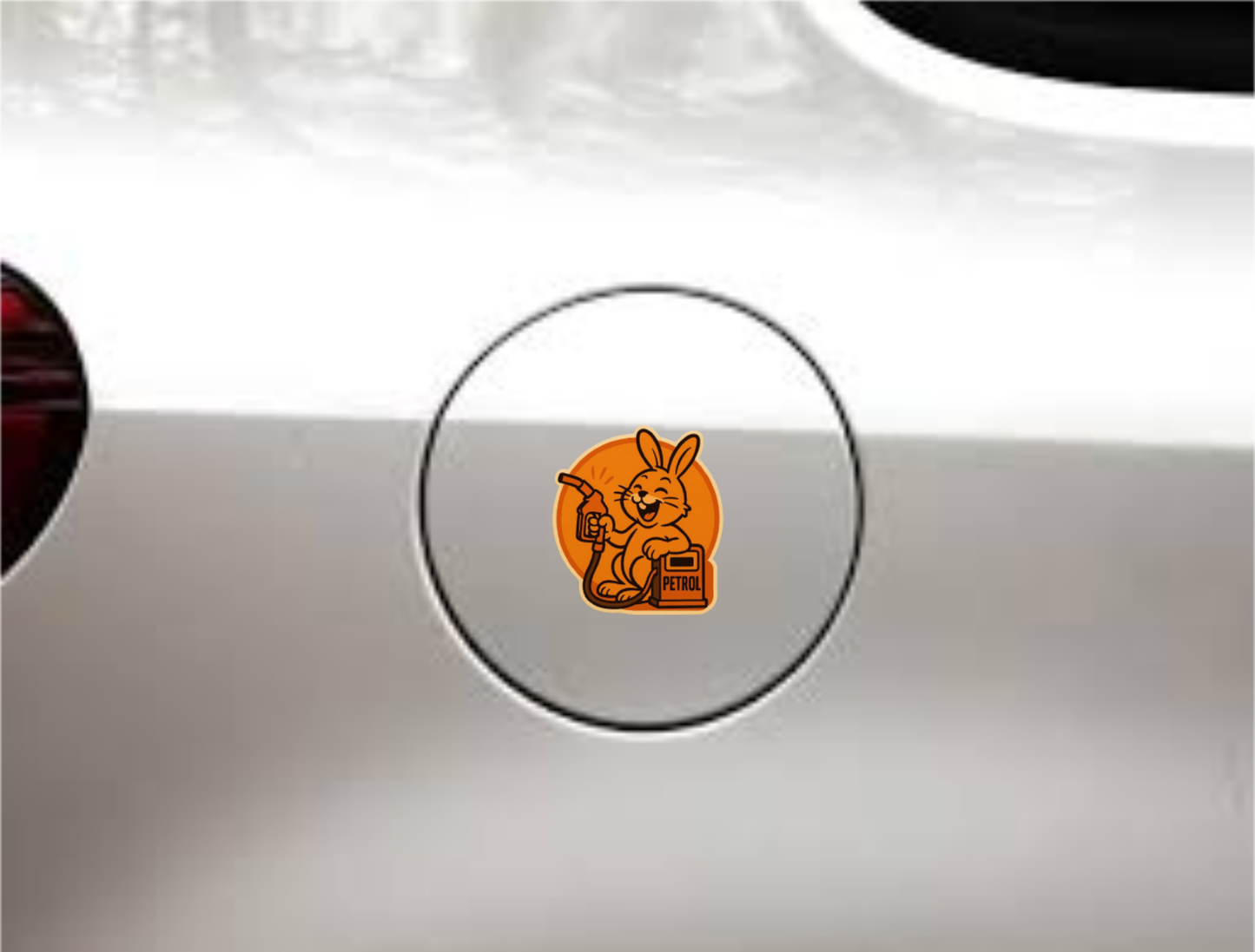 Smeeps Laughing Petrol Bunny Sticker – 8.2 x 7.8 cm Fun Cartoon Fuel Pump Design for Cars | Waterproof Vinyl Sticker for Petrol Vehicles Only