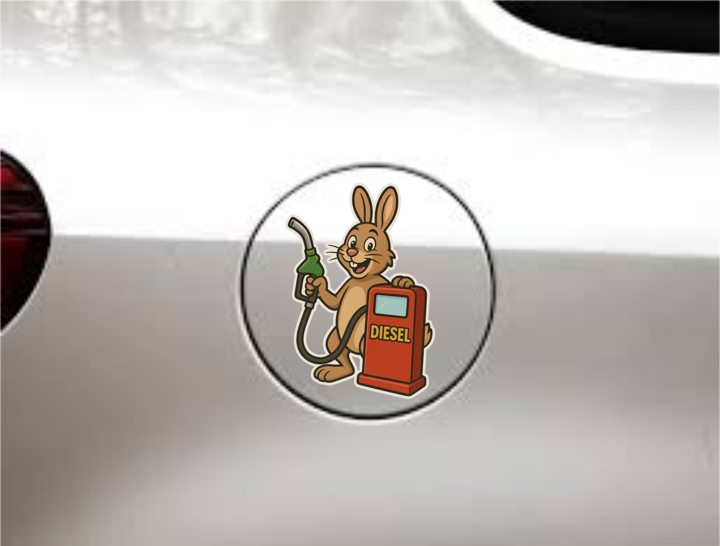 Smeeps Diesel Only Fuel Sticker – Cute Bunny with Pump Design – 9 x 11.5 cm | Waterproof Vinyl for Cars, Bikes & Fuel Tank Caps