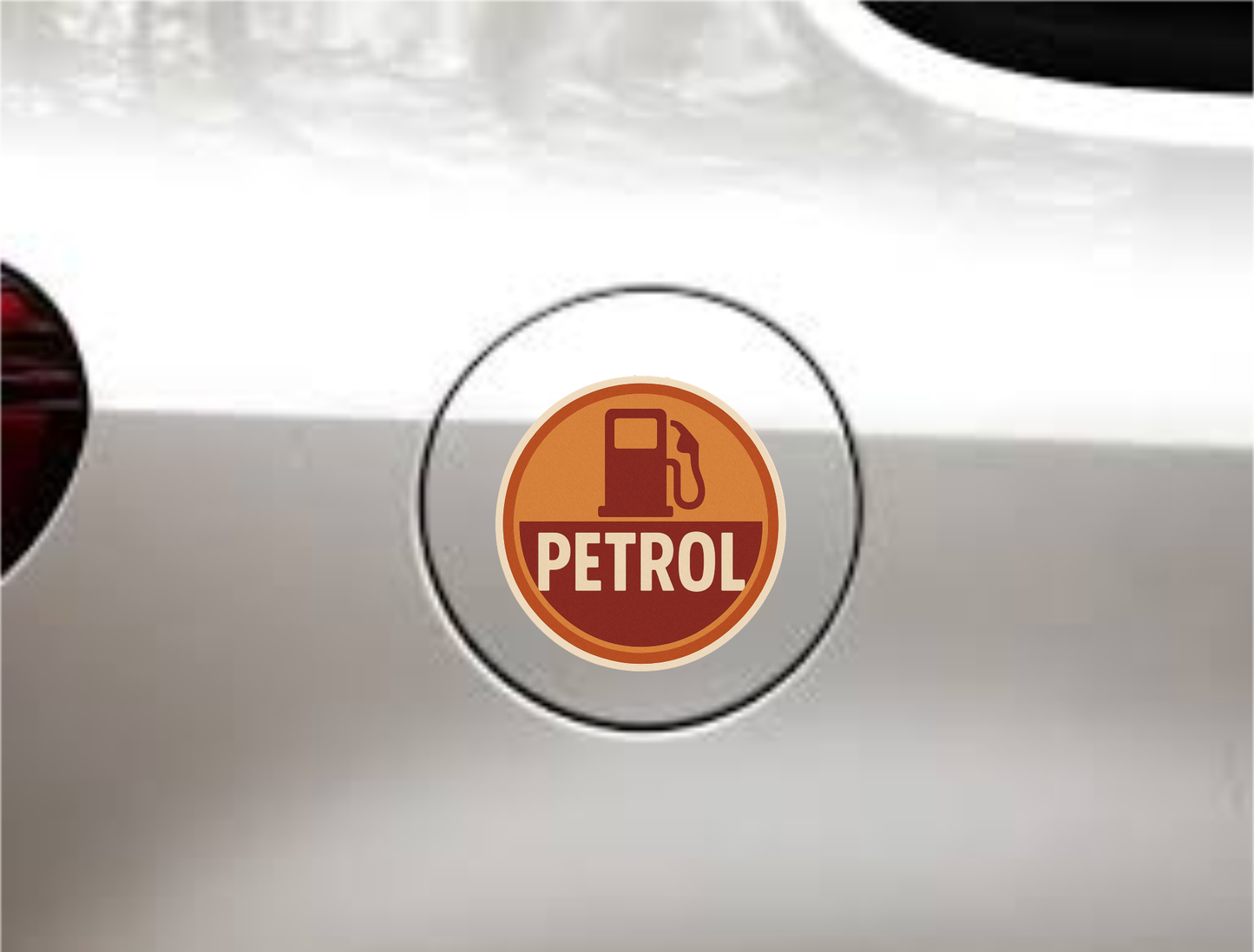 Smeeps Petrol Sticker – 8.89 x 8.89 cm Round Vintage Fuel Pump Icon Design | Bold Petrol Reminder Vinyl Decal | Waterproof & Weatherproof